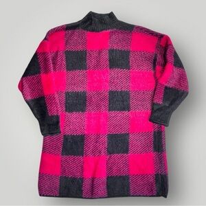 SO Red/Black Checkered Fluffy Soft Long Sweater